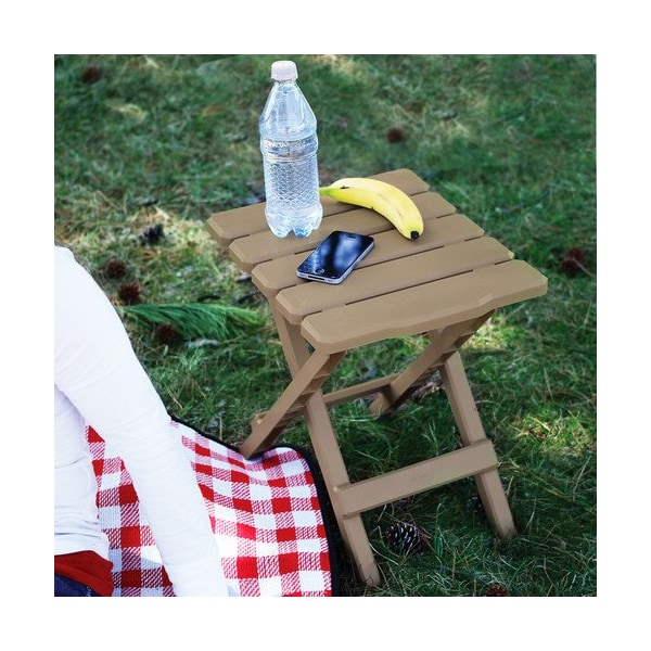 TABLE, ADIRONDACK STYLE QUICK FOLDING, PLASTIC, SM, TAUPE